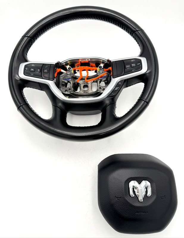✅ 2019-2026 RAM 1500 5th Gen OEM BLACK LEATHER STEERING WHEEL CRUISE CONTROL