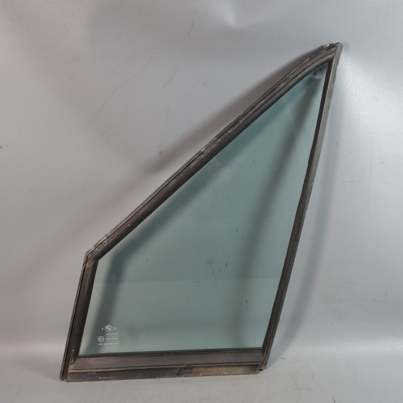 87-93 BMW E30 Front Left Door Quarter Window Glass w/ Rubber Seal OEM