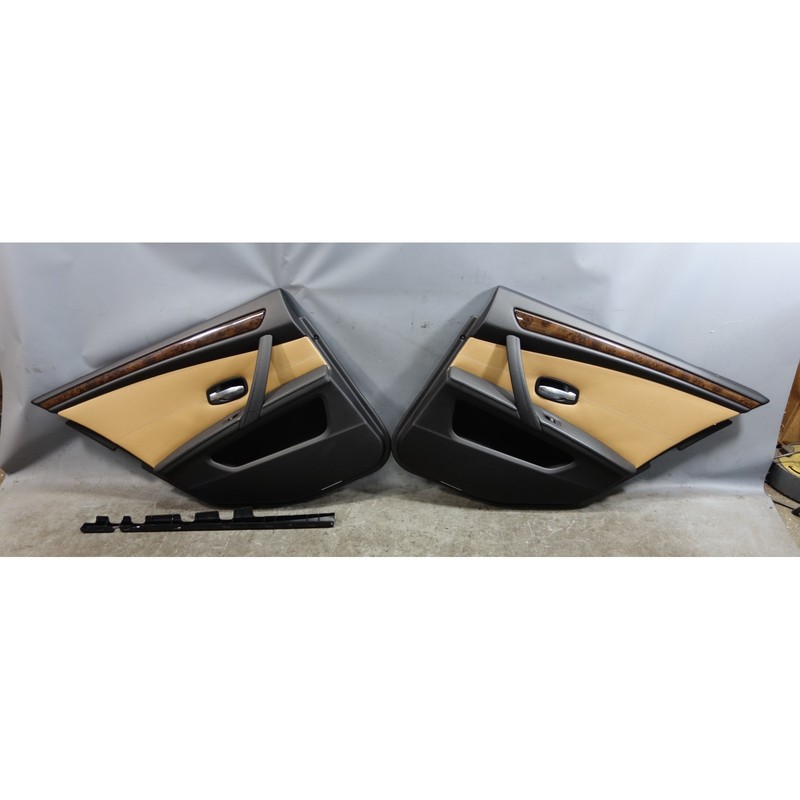2008-2010 BMW E60 5-SeriesRear Interior Door Panel Card Pair Natural Brown OEM