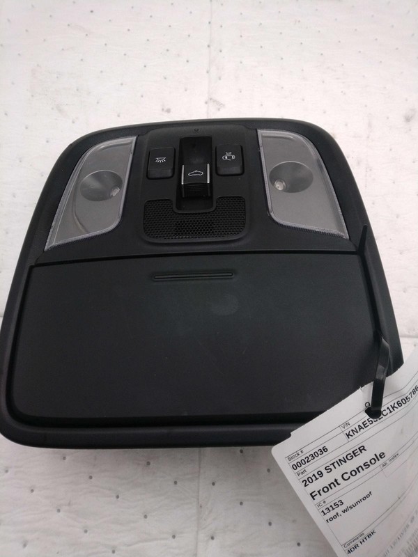 Used Front Upper Center Console fits: 2019 Kia Stinger roof w/sunroof Front Uppe