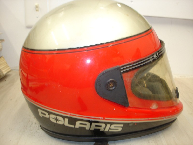 Vintage Polaris red silver wedgeSnowmobile Helmet