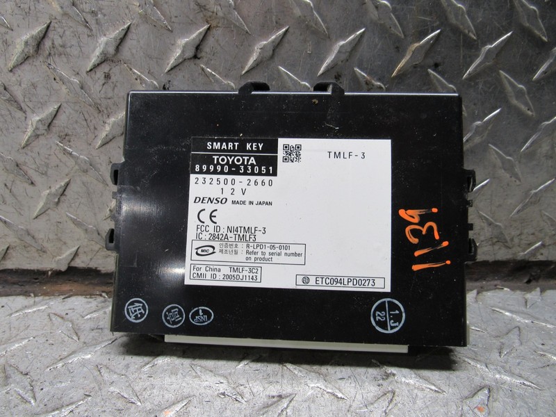 2007 LEXUS ES350 THEFT LOCKING SMART KEY CONTROL MODULE DENSO 89990-33051