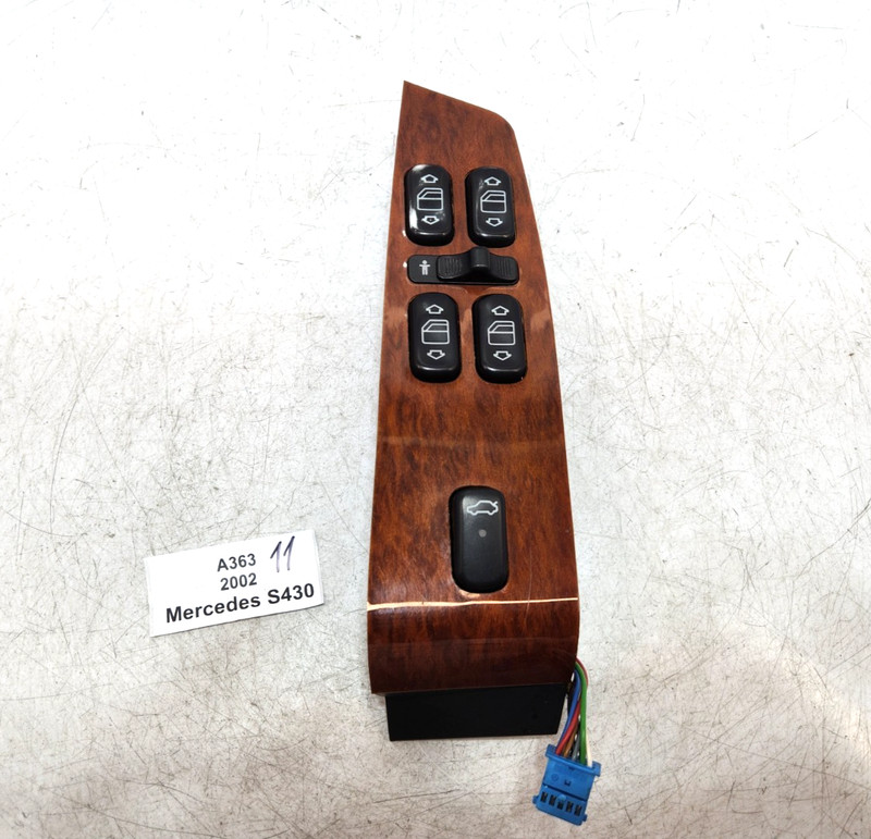 ✅ 00-02 OEM Mercedes W220 S430 S500 Front Left Master Window Switch W/ Trim Wood