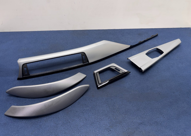OEM BMW F30 330 Center Console Dash Aluminum Hexagon Blue Interior Trim SET of 5