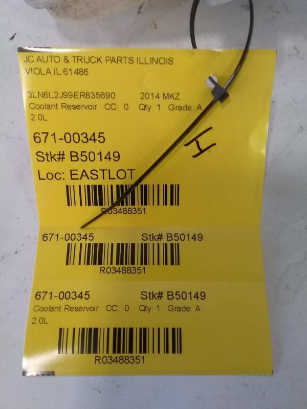 Coolant Reservoir VIN U 8th Digit Hybrid Large Fits 13-16 FUSION 3488351
