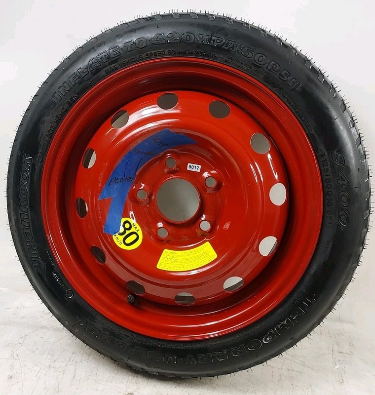 2007-2020 Elantra Hankook 15" Red Compact Donut Spare Tire T125/80D15 95M OEM
