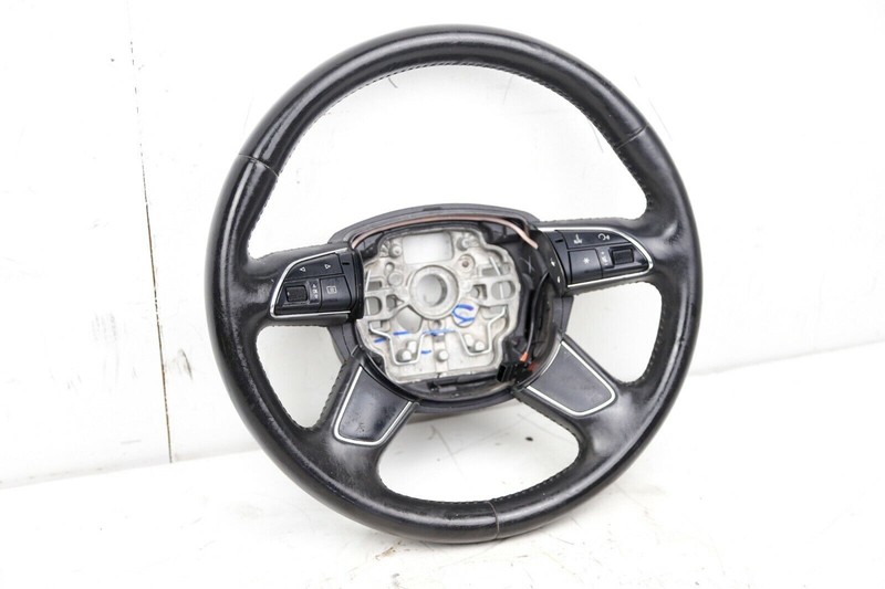 2012-2017 Audi A6 A7 4 Spoke Steering Wheel Gray Leather Heated OEM 6110345