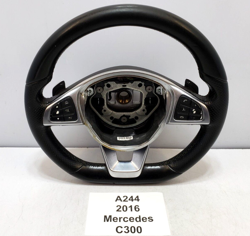 ✅ 2015-2018 OEM Mercedes W205 C300 Steering Wheel Black w/ Paddle Shifters Assy