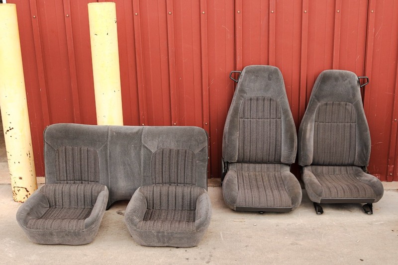 97-02 Camaro SS Z28 Front & Rear Seats Set Cloth Grey Manual Seat Track OEM USED