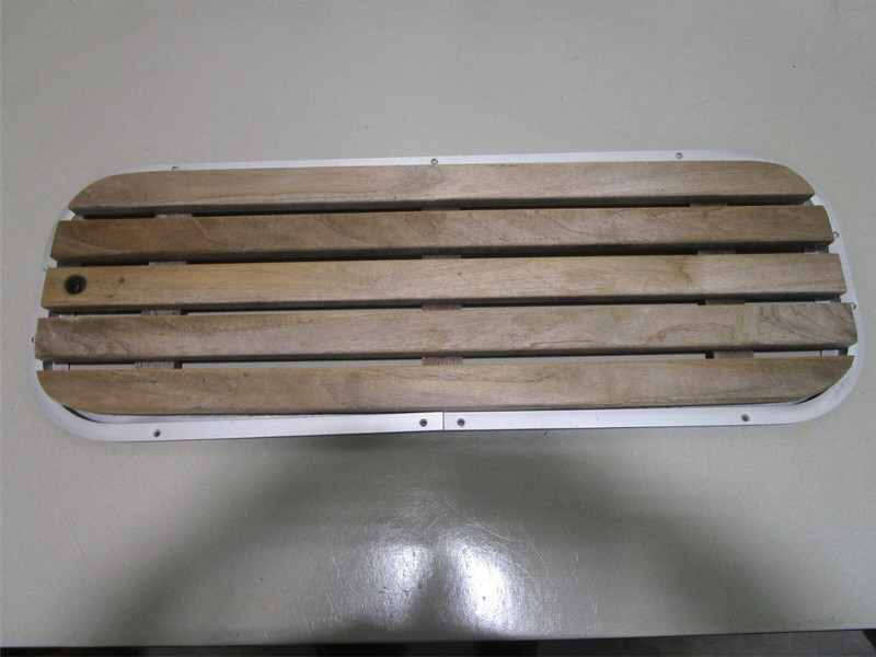 Floor Deck Ski Hatch Hinged Cover Teak Aluminum Frame 37 3/8" x 13 1/4"