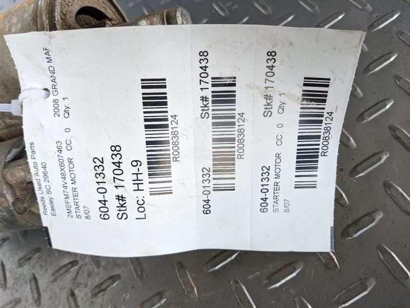 Starter Motor Thru 10/20/08 Fits 05-09 CROWN VICTORIA 838124