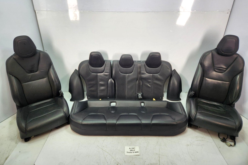 ✅16-20 OEM Tesla Model S Front Rear Driver Passenger Side Seat Black Leather SET