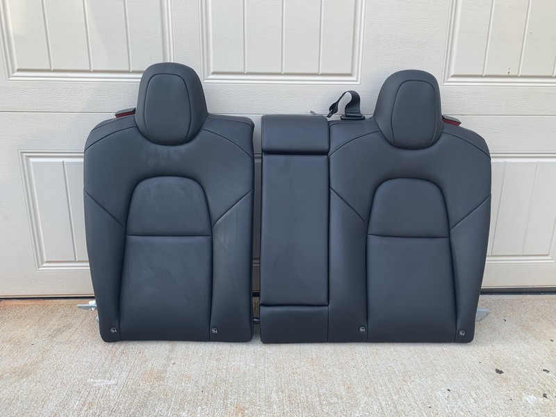 17-20 MODEL 3 Black Leather LH RH Upper Rear Backseat 2nd Seat Upper Cushion OEM