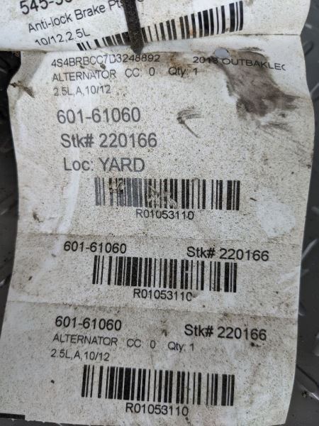 Alternator Fits 13-14 LEGACY 1053110