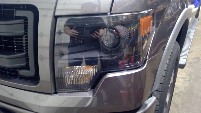 Driver Headlight Xenon HID Black Border Trim Fits 13-14 FORD F150 PICKUP 1786336