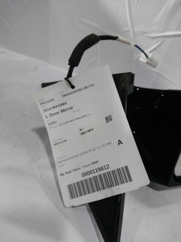 2014 Nissan Maxima Left Door Mirror Assembly - White - Used - 131K Miles