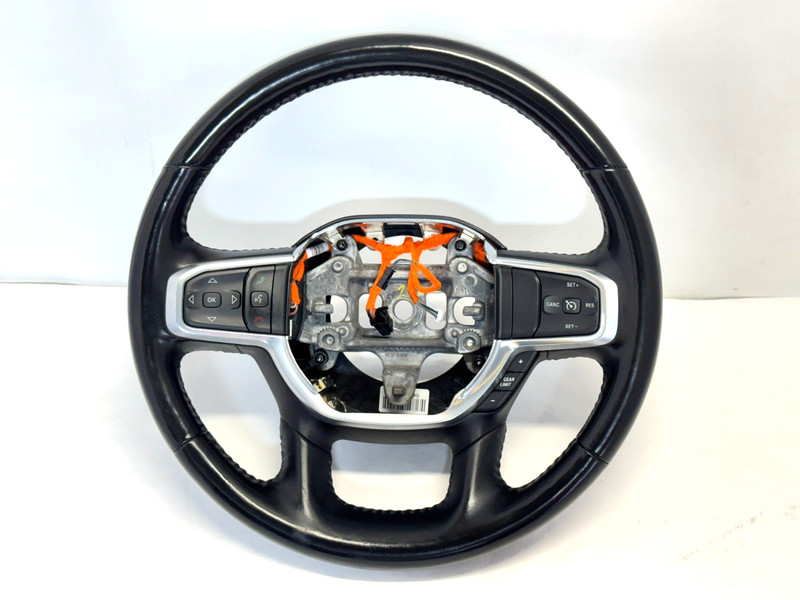 ✅2019-2025 RAM 1500 5th Gen BLACK LEATHER STEERING WHEEL HEATED 5YK683X7AH OEM