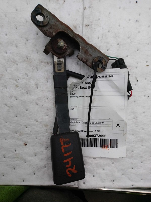 2014 Ford Mustang Grey Seat Belt OEM ER3Z6361203AA 166K Miles 2DR