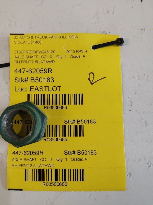 Passenger Axle Shaft Front Axle VIN F 5th Digit AWD Fits 13-18 RAV4 3506686