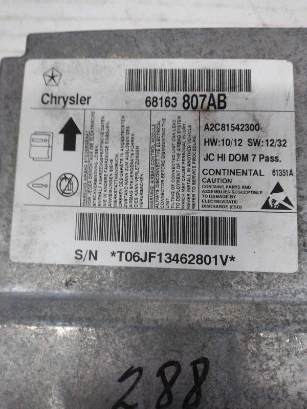 Used Air Bag Module fits: 2016 Dodge Journey Air Bag roof air bags w/o 3rd row 5