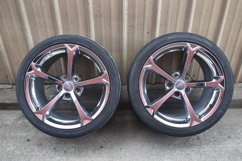 2005-2013 C6 CORVETTE CHROME REAR WHEELS OEM GM GRAND SPORT Z06 19 IN SET *USED*
