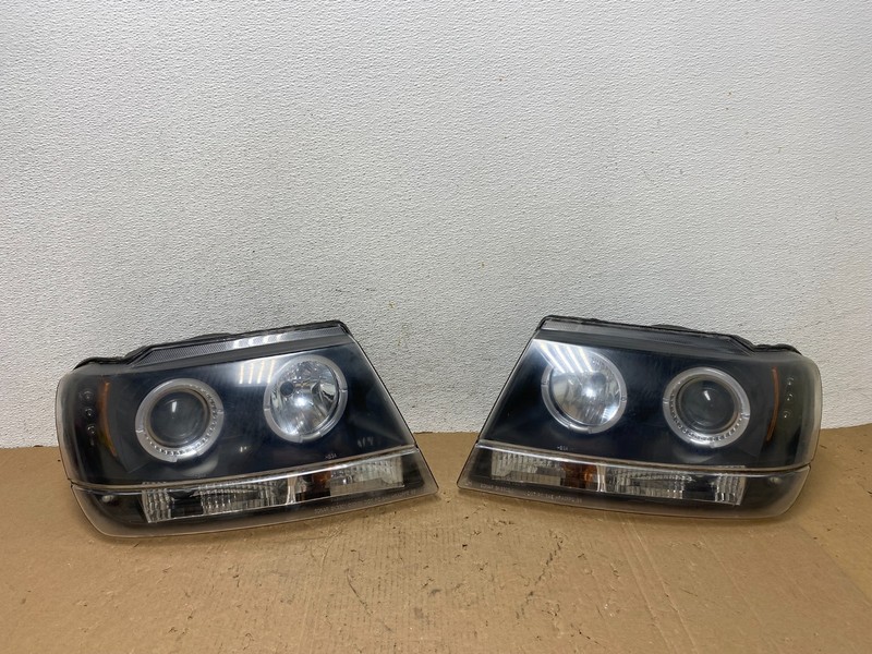 1999 - 2004 Jeep Grand Cherokee Left+Right Set Black LED Headlights x5413 DG
