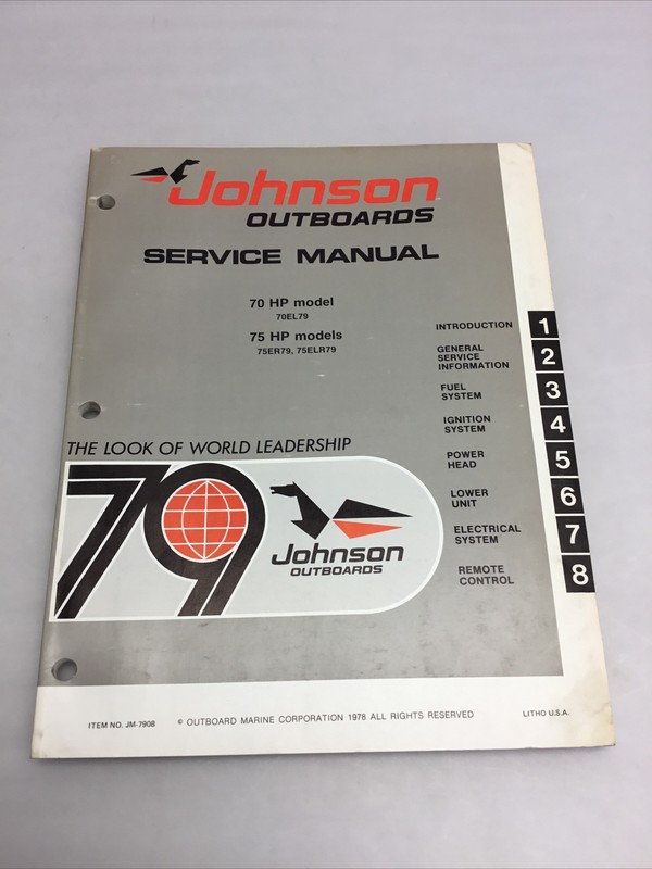 1979 Johnson 70 75 HP OMC Outboard Service Shop Repair Manual JM-7908 PRIORITY