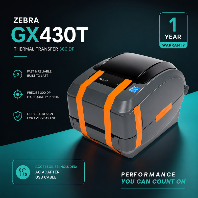 1 YEAR WARRANTY🩵Zebra GX430T Thermal Transfer Label Printer 300 dpi USB Serial