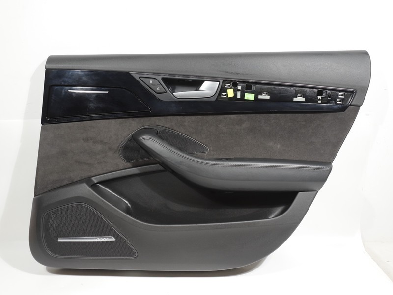 11-18 Audi A8L D4 Rear RIGHT Pass Side Door Trim Panel Black Alcantara Bose OEM