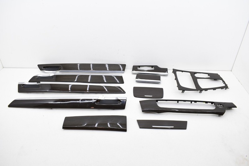 2011 BMW 750I F01 INTERIOR SHINY DARK WOOD GRAIN DASH PANEL TRIM SET OEM KW71