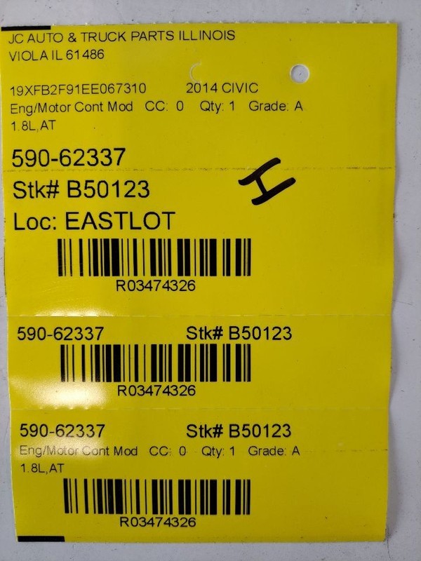 Engine ECM Electronic Control Module Gasoline 1.8L EX Fits 14-15 CIVIC 3474326
