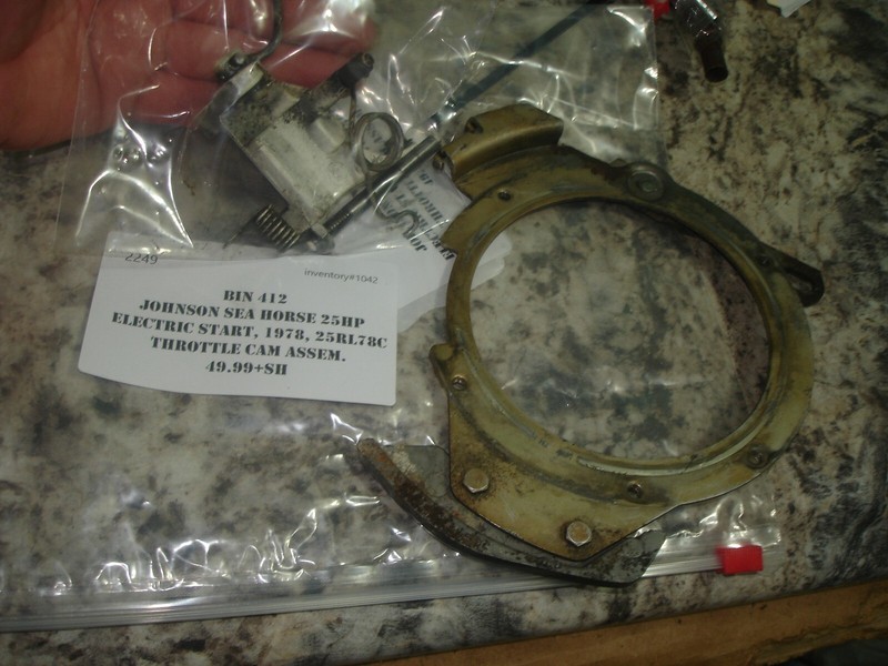 1978 Johnson sea horse 25hp throttle cam assembly boat motor part Bin 412