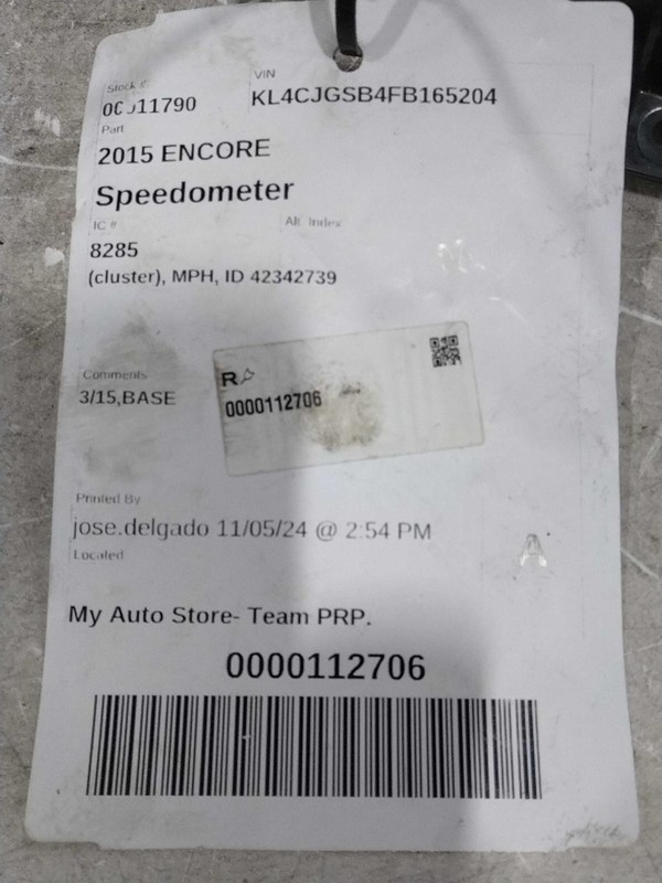 2015 Buick Encore Speedometer Gauge OEM Grey 42342739 124K Miles