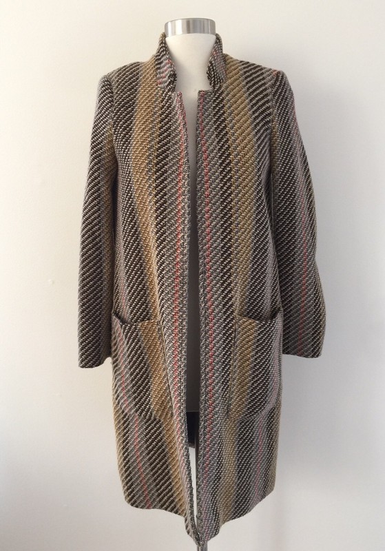 Zara Trafaluc Outerwear Collection Striped Jacquard Coat Multi Color SZ S RARE!