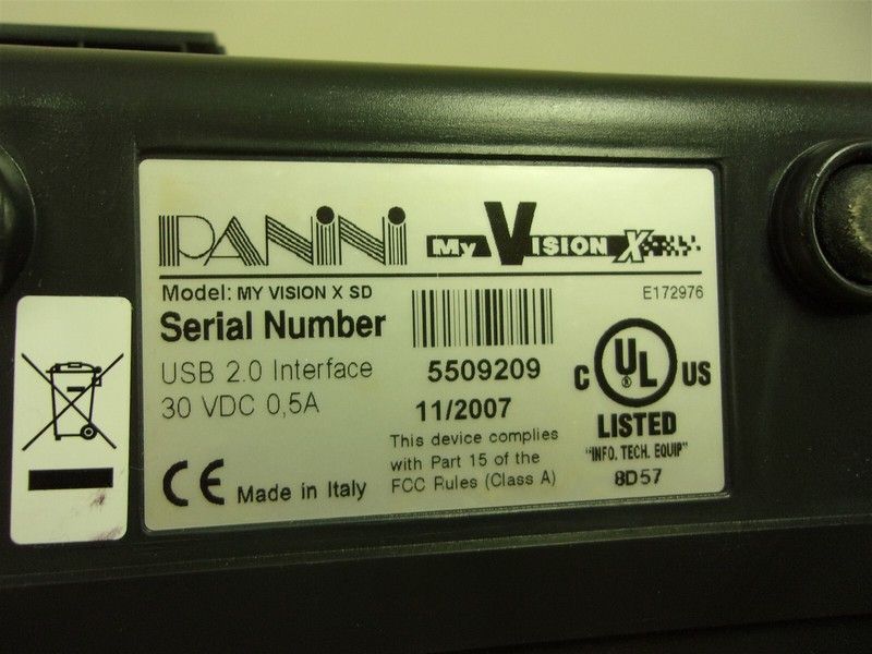 Panini MyVisionX Model MY Vision XSD USB 2.0 Interface *FREE SHIPPING*