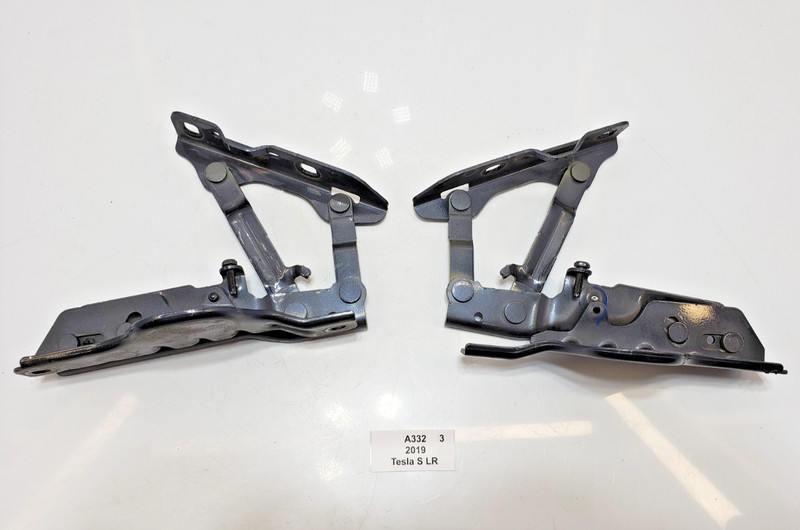 ✅ 12-20 OEM Tesla Model S Front Left Right Active Hood Hinge Bracket Gray SET*