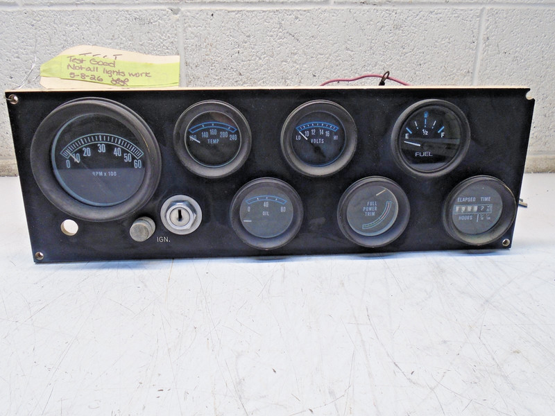 O1Dashboard Gauge Panel w Gauges boat RPM, Oil, Volts, Temp Fuel Trim Hours