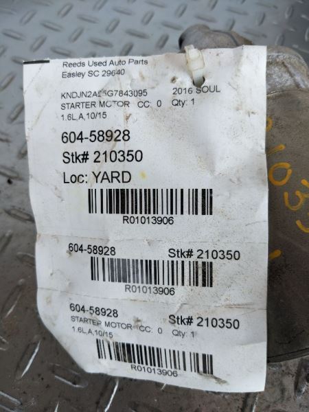 Starter Motor Model VIN 2 8th Digit Fits 14-19 SOUL 1013906