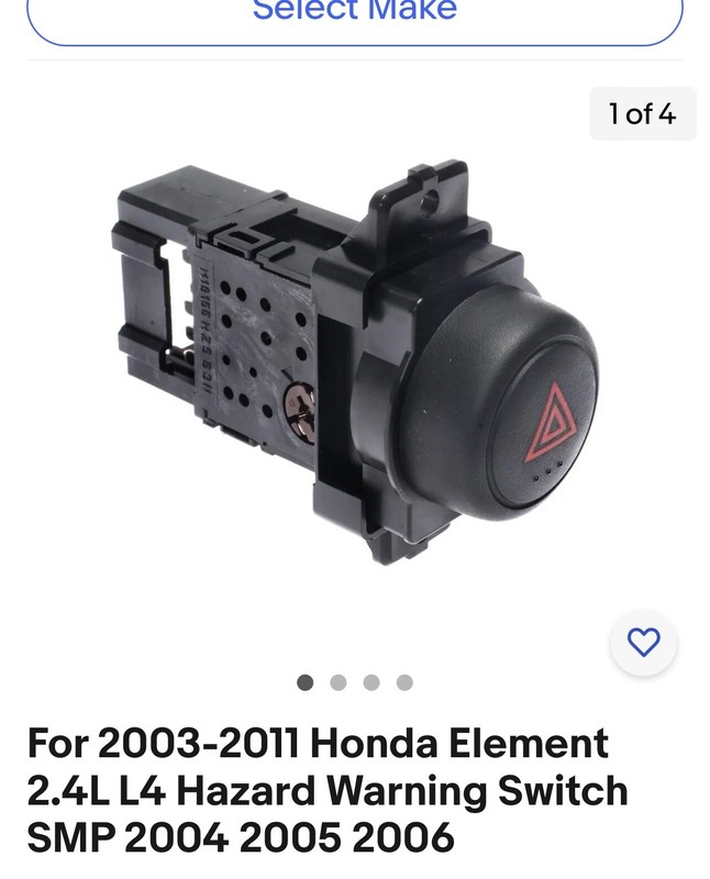 For 2003-2011 Honda Element 2.4L L4 Hazard Warning Switch SMP 2004 2005 2006