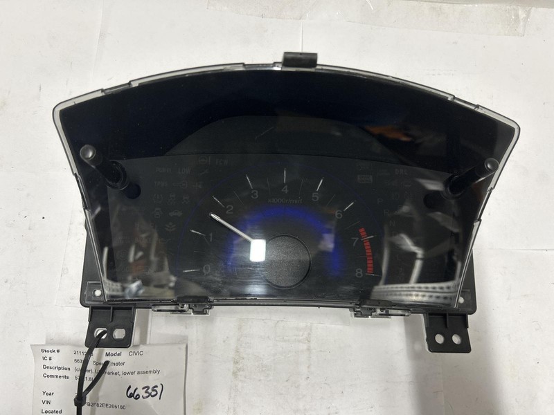 2014 CIVIC lower assembly tachometer 57k miles OEM EX CVT 78200TR3A21 14