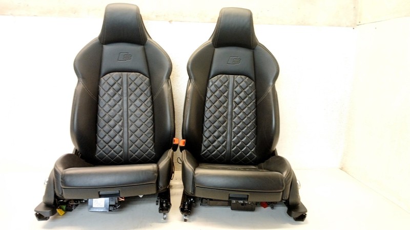 18-24 AUDI B9 S4 SEDAN FRONT SEAT SET BLACK LEATHER LEFT RIGHT OEM 110425