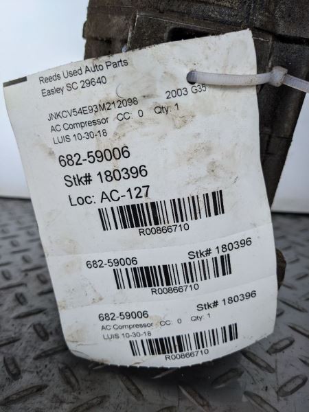 AC Compressor 2 Door Coupe VQ35DE Engine Fits 03-07 INFINITI G35 866710