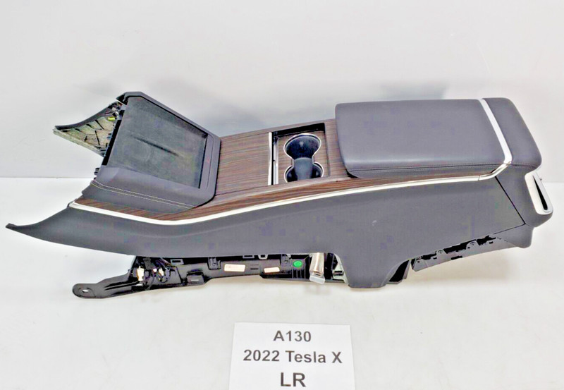 ✅ 21-23 OEM Tesla Model X Front Center Console Trim Leather Wood Assembly 36k