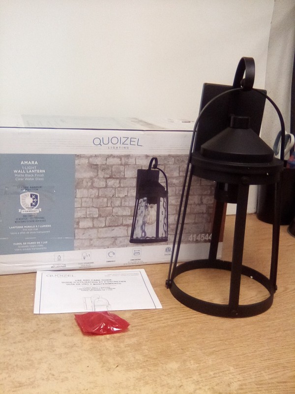 Quoizel Amara 1-Light Wall Lantern 16" Matte Black"NO GLASS"