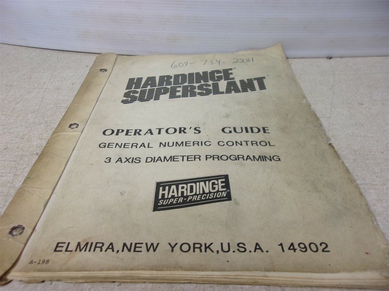 Hardinge SuperSlant Operator's Guide *FREE SHIPPING*