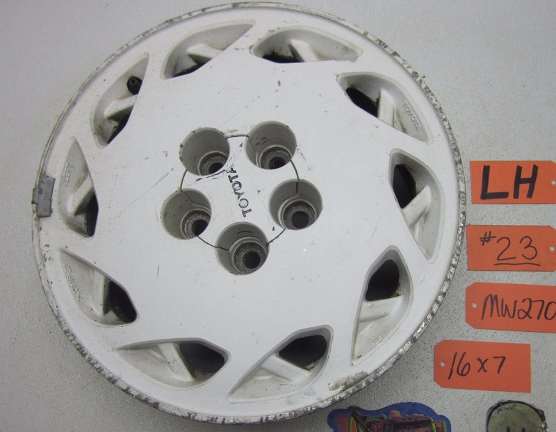 WHEEL ALUMINUM SPARE RIM LEFT DRIVER SIDE CAR L WHITE HUB CENTER CAP 86-92 SUPRA