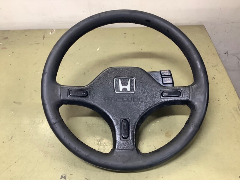 85-87 Honda Prelude Si Steering Wheel Black Leather Used OEM