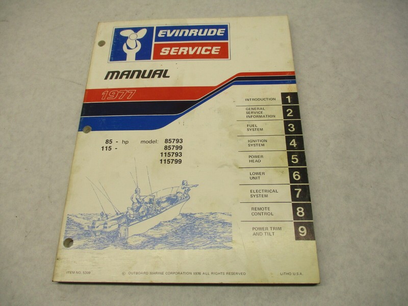 5309 OMC 1977 Evinrude Outboard Service Manual 85 115 HP 85793 85799 115793 1157