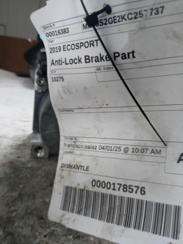 2019 Ford EcoSport ABS Hydraulic Assembly OEM 655336 41K Miles White