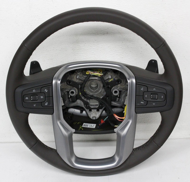 OEM Brown Leather Bronze Stitching Steering Wheel For GMC Sierra 1500 86827457